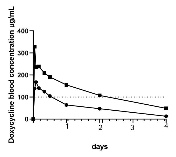 Doxy plas conc Ant &amp; Bob Hawke 0 -96 h